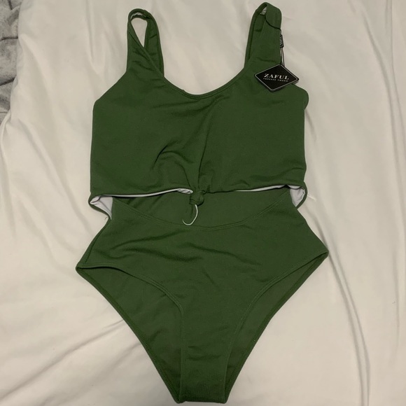 ribbed knotted cut out swimsuit